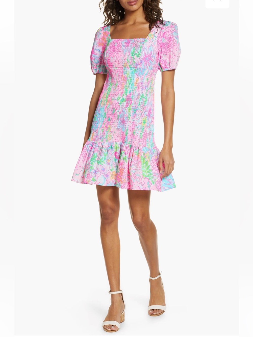 NWT Lilly Pulitzer Evelina Smocked Dress SZ XS Multi Paradise Found